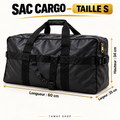 Sac cargo noir robuste – 4 tailles | S, M, L, XL | Poignées et bandoulière