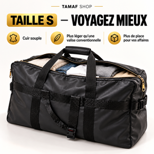 Sac cargo noir robuste – 4 tailles | S, M, L, XL | Poignées et bandoulière
